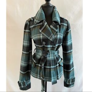 Decree Turquoise Green Plaid Fall & Winter Jacket